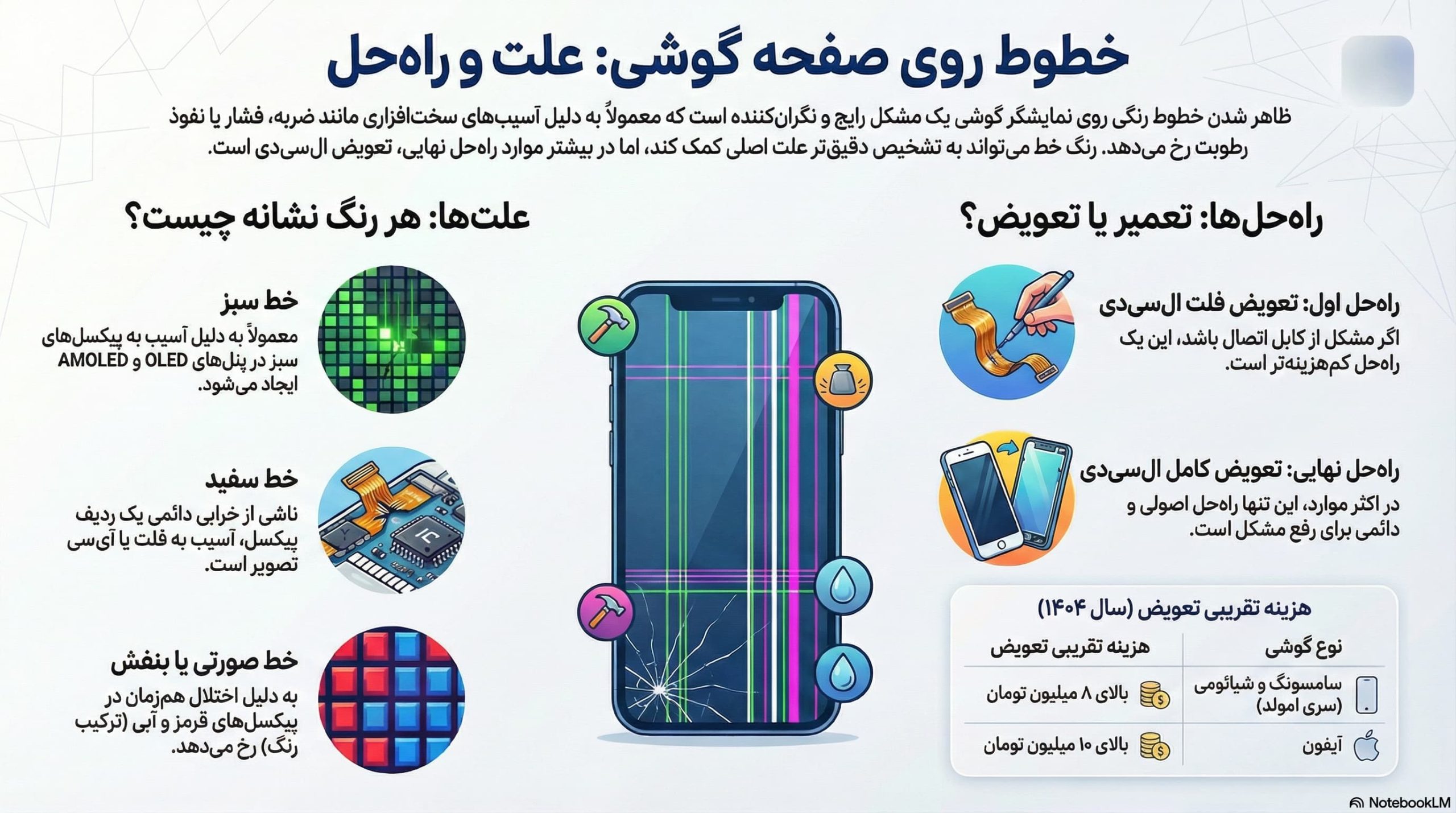 علت خط افتادن روی ال سی دی گوشی